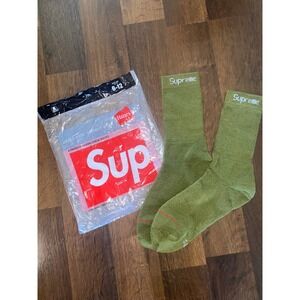 Supreme x Hanes Green Crew Socks Size 6-12 Olive One Single Pair AUTHENTIC New